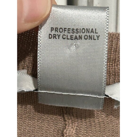 Cache Open Front Long Brown Cardigan Tencel Wool Cashmere Blend Sz Large - Picture 7 of 8